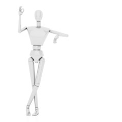 3d man leaning on something and showing okay hand gesture