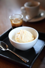 Affogato coffee with ice cream