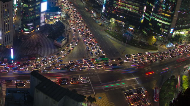 Seoul City Gangnam Traffic and Architecture
