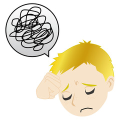 悩む白人の少年