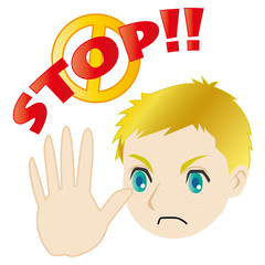 止める白人の少年