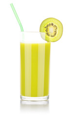 tasty summer fruits with juice in glass