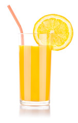 tasty summer fruits with juice in glass