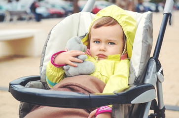 Adorable baby girl outdoors