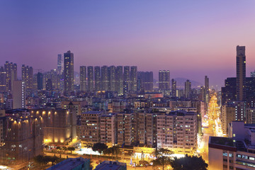 Fototapeta na wymiar Crowded downtown high density area in Hong Kong