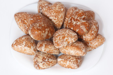 Cakes in the form of heart on a plate