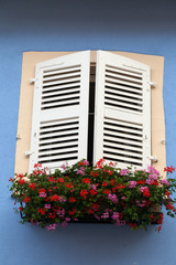 Window of a house in Eguisheim, Alsace, France