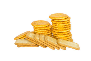 Cracker cookies isolated on white background