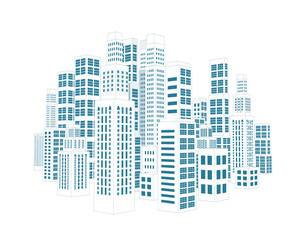 City with buildings and skyscrapers.