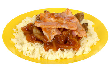 Liver and Bacon with Crushed Potatoes