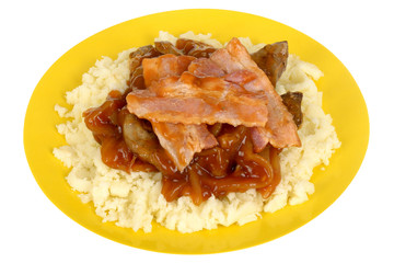 Liver and Bacon with Crushed Potatoes