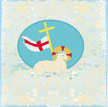 Lamb with Cross - Abstract grunge card