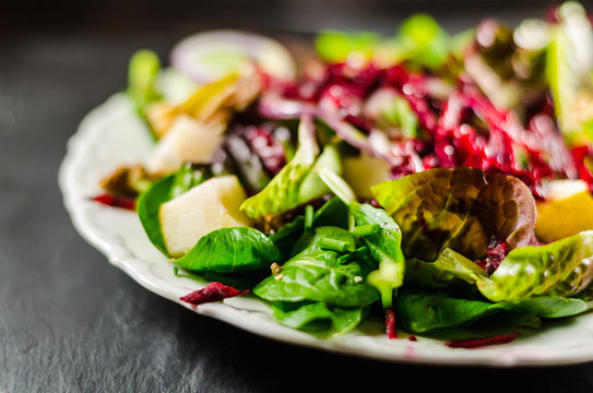 Closeup Of Healthy Salad In Plate