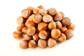 Heap of hazelnuts