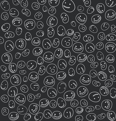 Grunge background with funny faces seamless pattern