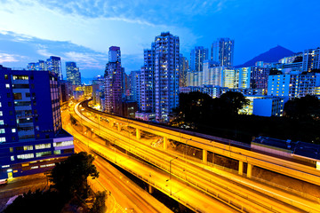 Fototapeta premium Modern urban traffic at night