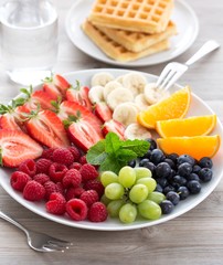 Fruits on a big white plate