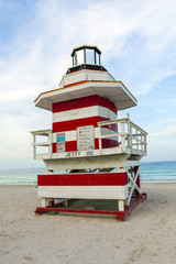 Fototapeta premium Lifeguards outpost tower in South Beach, Miami