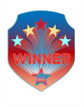 Shield for winner with stars