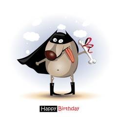 Happy Birthday smile Dog with bone
