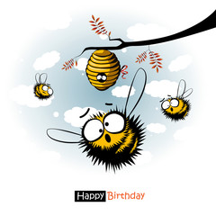 Happy Birthday smile funny bees and honey gift