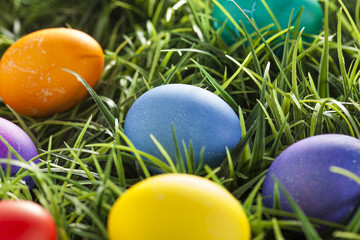 Colorful Dyed Eggs for Easter