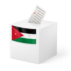 Ballot box with voting paper. Jordan.