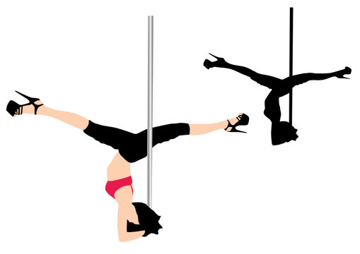 Pole dancer vector silhouette