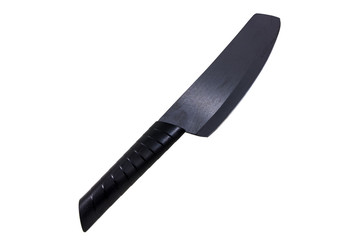 Black ceramic knife isolated on white