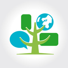 Digital tree icon logo template.