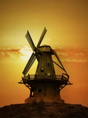 Papier Peint photo autocollant Moulins Moulin du coucher du soleil