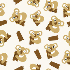 Seamless pattern with koalas. Vector illustration.
