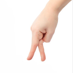 isolated female hand goes to fingers