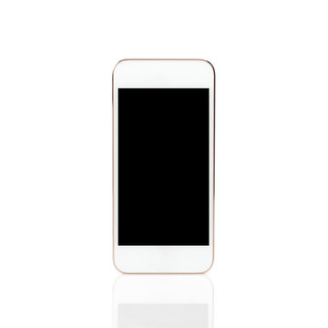 Isolated white touch phone with a black screen