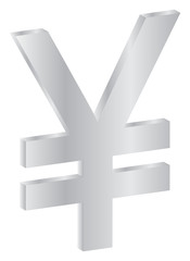 Fototapeta premium Japanese Silver Yen Currency Sign Isolated On White