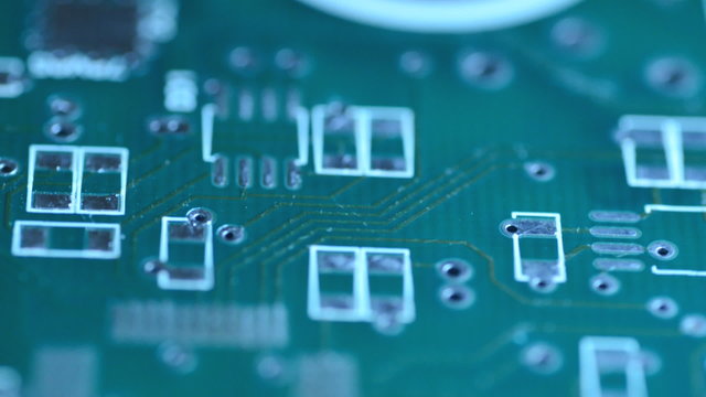 Silhouette of modern printed-circuit board, Motorized Dolly Shot