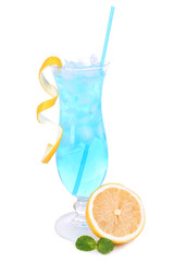 Glass of cocktail isolated on white