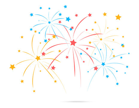 Fireworks with star on white background