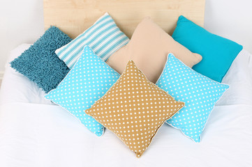 Bed in room top view close-up