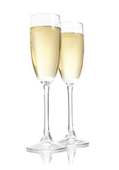 Glasses of champagne, isolated on white