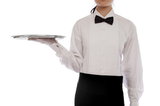 Formal server with silver tray