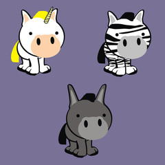 cute animals cartoon vector set