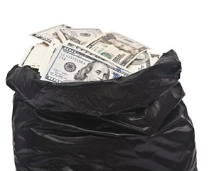Plastic bag full of money