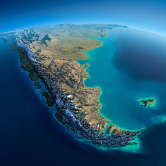 Detailed Earth. South America. Tierra del Fuego - 62203044