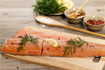 Fresh salmon with spices