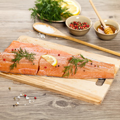 Salmon with honey marinade ready to cook
