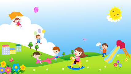 Obraz na płótnie Canvas Happy children playing
