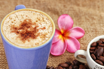 Cappuccino with choco granule and gayo coffee beans