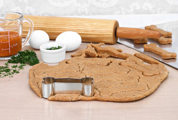 Fototapeta na wymiar Making healthy homemade pumpkin dog biscuits