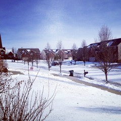 Winter street in american city